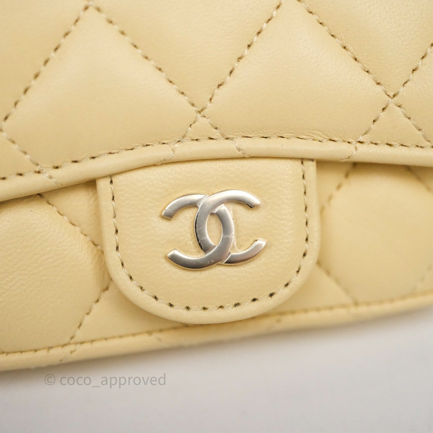 Chanel Mini Card Holder Chain Belt Bag Yellow Lambskin Gold Hardware