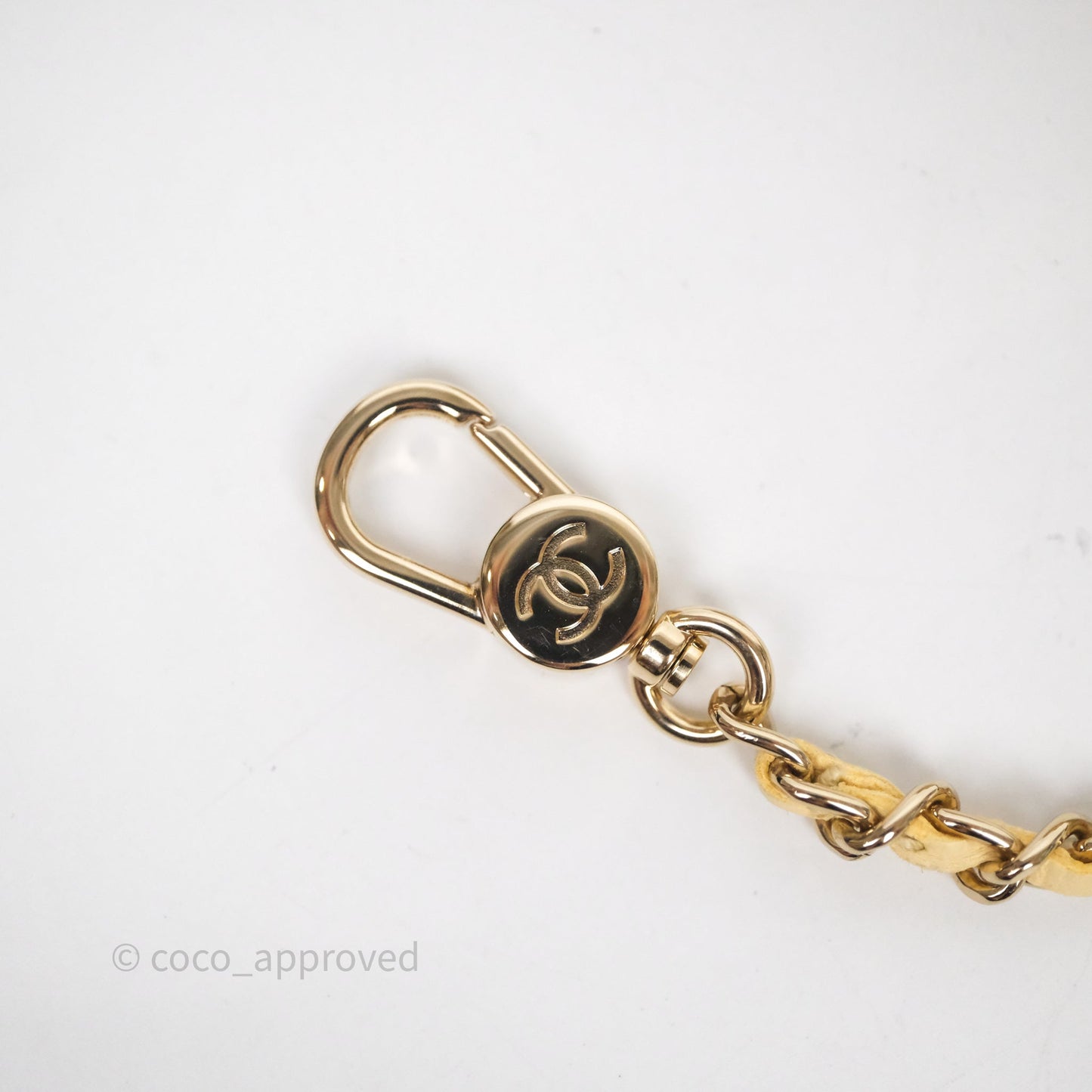 Chanel Mini Card Holder Chain Belt Bag Yellow Lambskin Gold Hardware