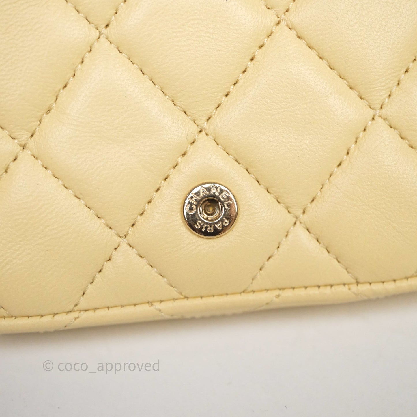 Chanel Mini Card Holder Chain Belt Bag Yellow Lambskin Gold Hardware