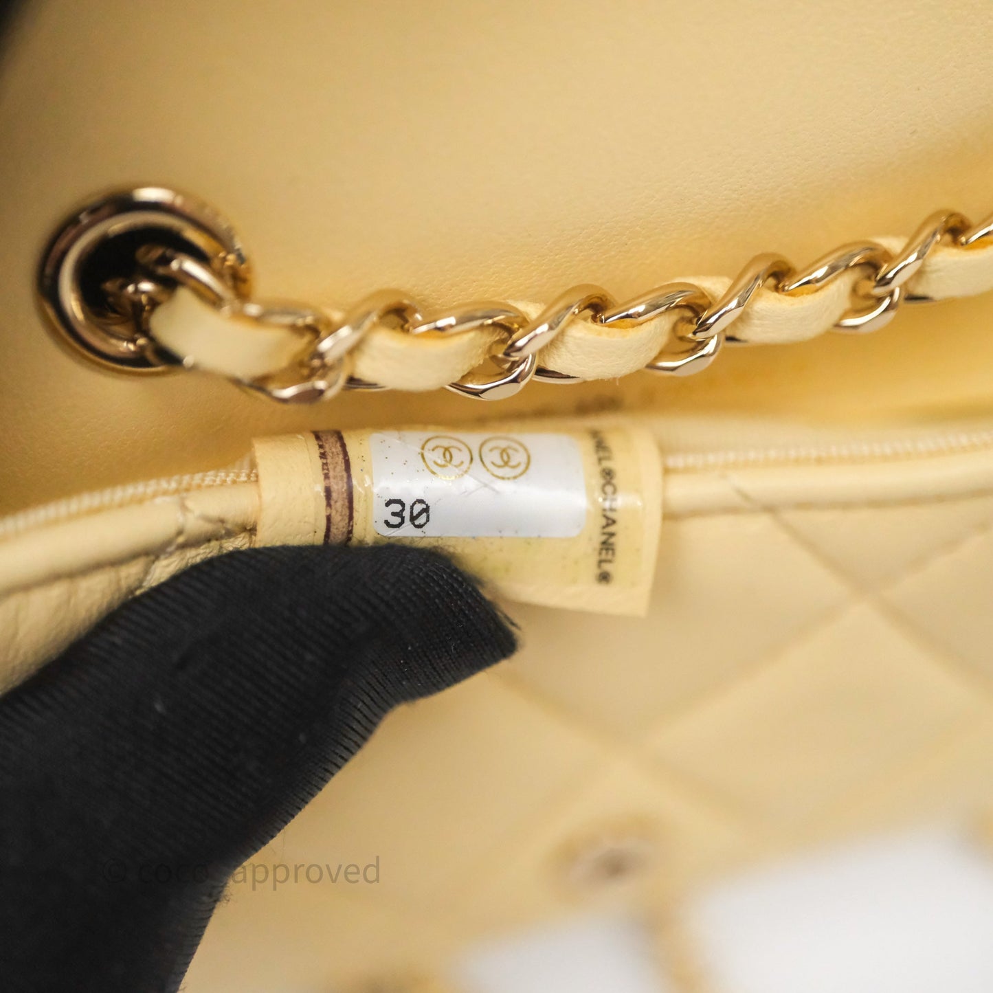 Chanel Mini Card Holder Chain Belt Bag Yellow Lambskin Gold Hardware