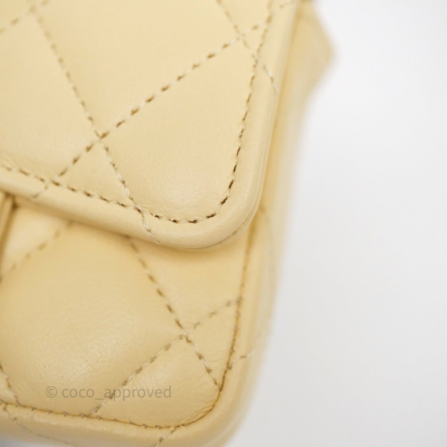 Chanel Mini Card Holder Chain Belt Bag Yellow Lambskin Gold Hardware