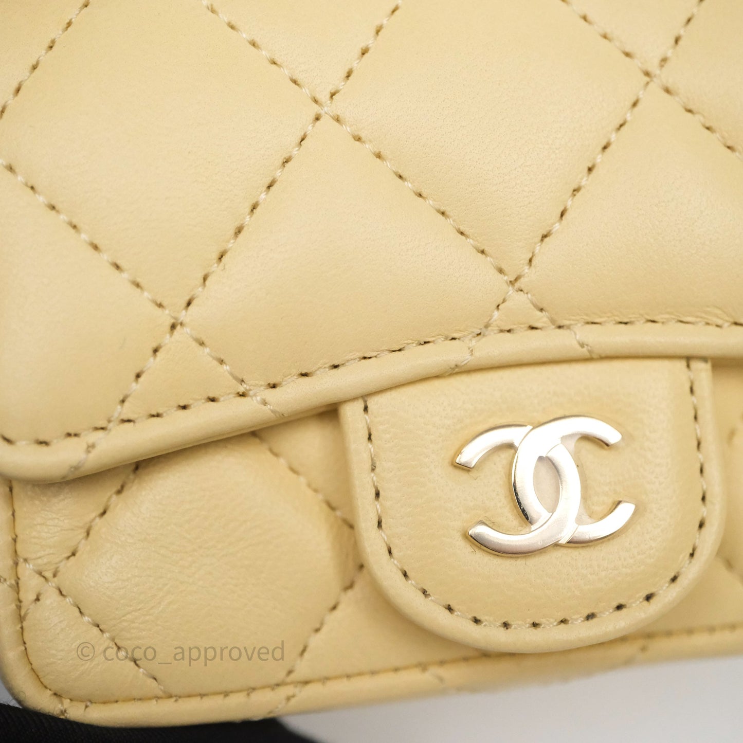 Chanel Mini Card Holder Chain Belt Bag Yellow Lambskin Gold Hardware