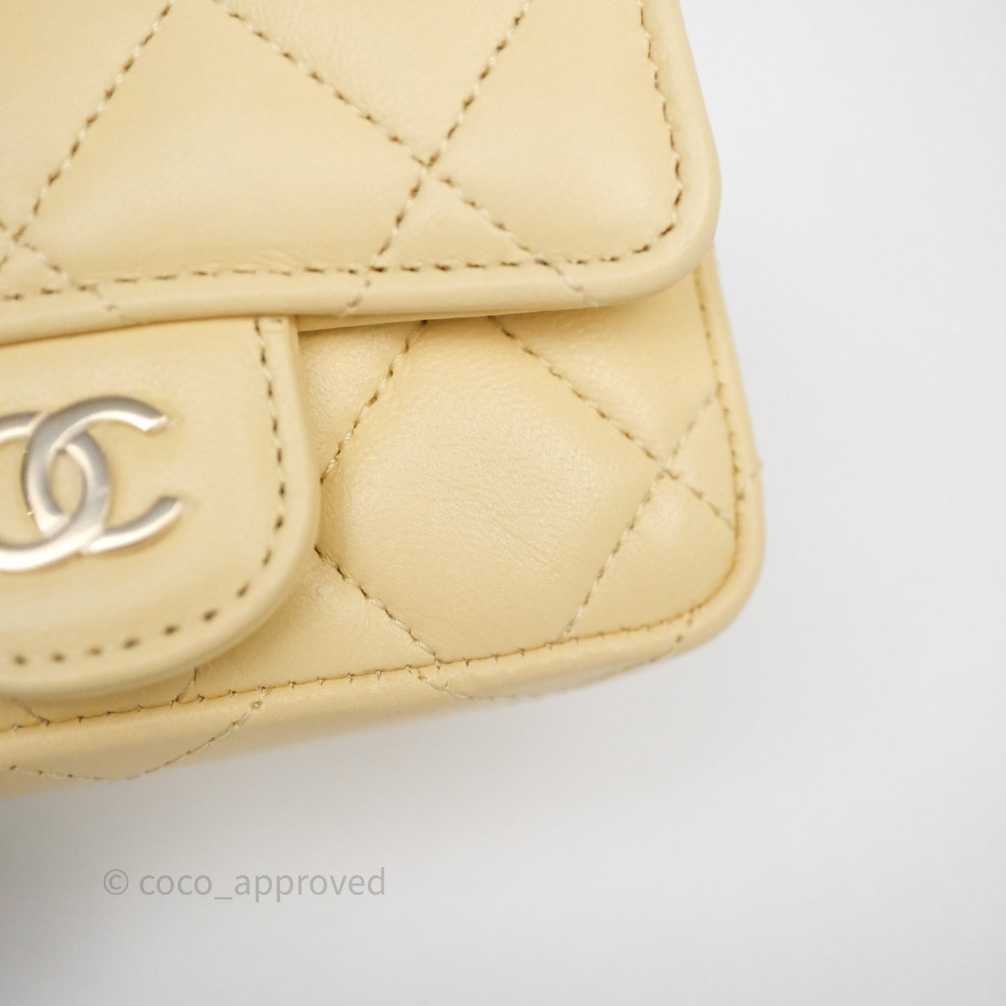 Chanel Mini Card Holder Chain Belt Bag Yellow Lambskin Gold Hardware