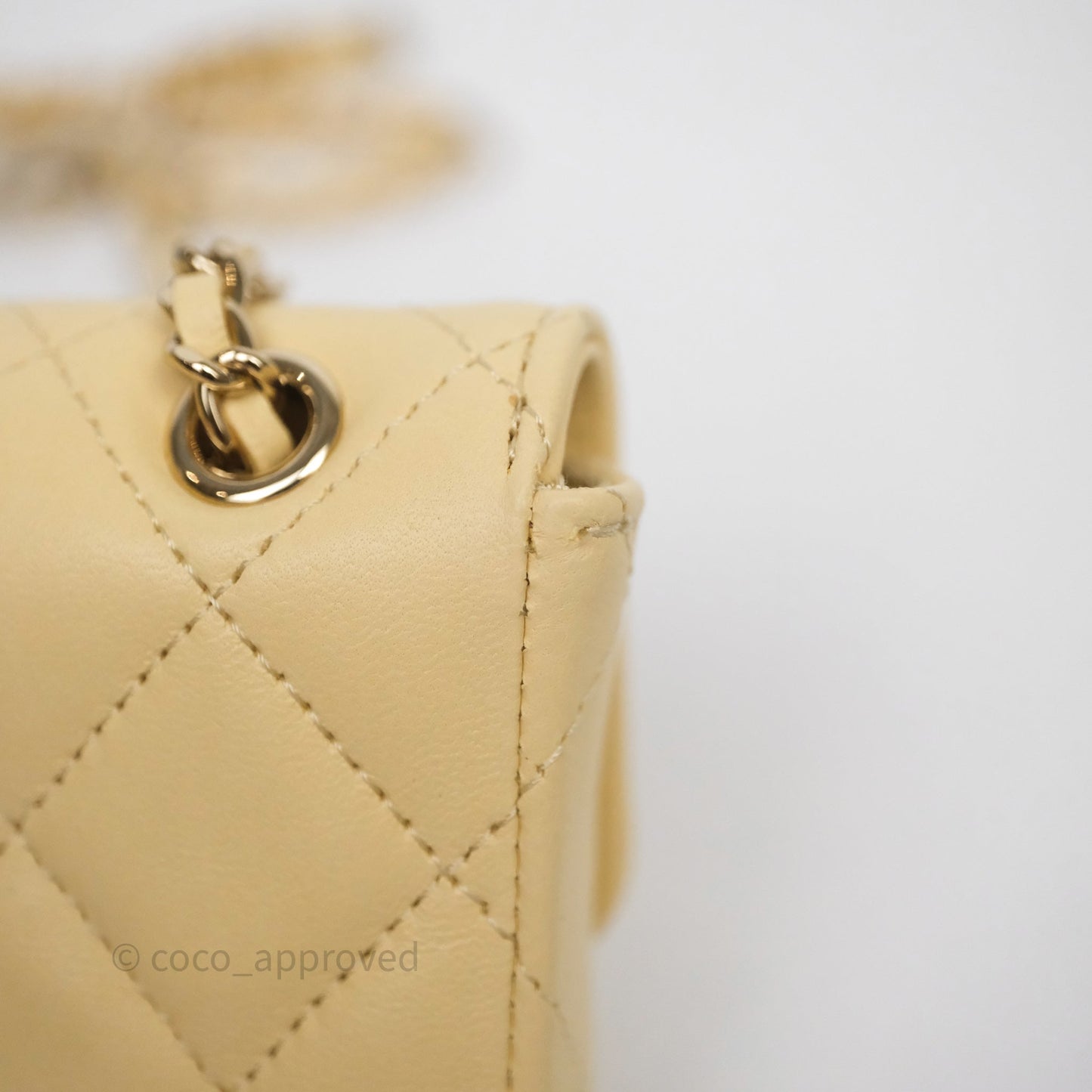 Chanel Mini Card Holder Chain Belt Bag Yellow Lambskin Gold Hardware