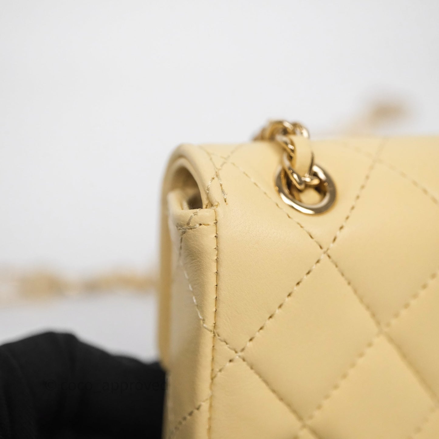 Chanel Mini Card Holder Chain Belt Bag Yellow Lambskin Gold Hardware