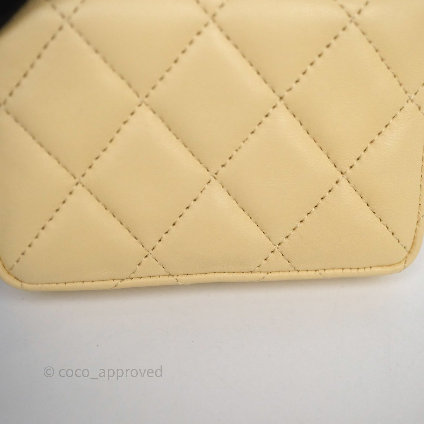 Chanel Mini Card Holder Chain Belt Bag Yellow Lambskin Gold Hardware