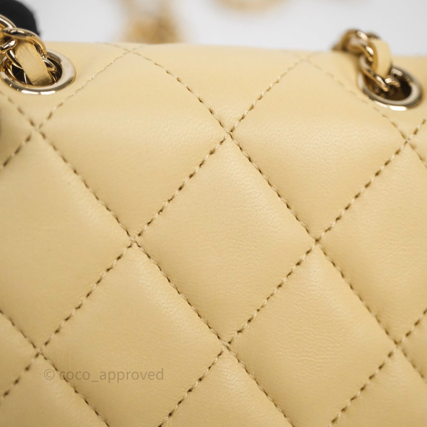 Chanel Mini Card Holder Chain Belt Bag Yellow Lambskin Gold Hardware