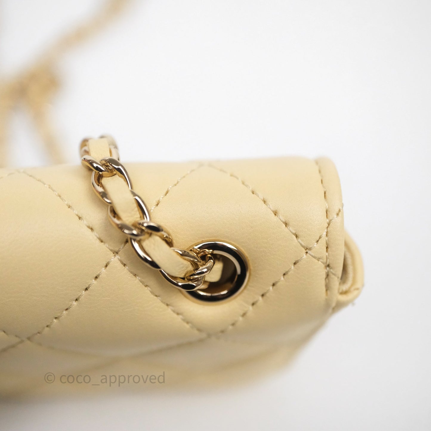 Chanel Mini Card Holder Chain Belt Bag Yellow Lambskin Gold Hardware
