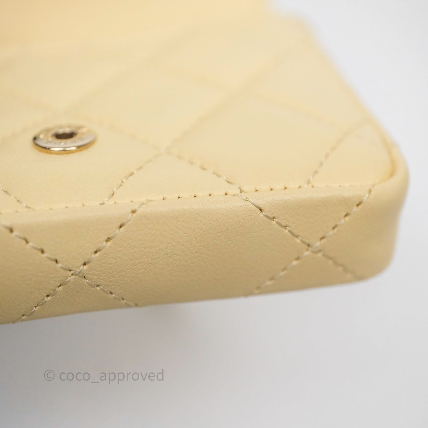 Chanel Mini Card Holder Chain Belt Bag Yellow Lambskin Gold Hardware