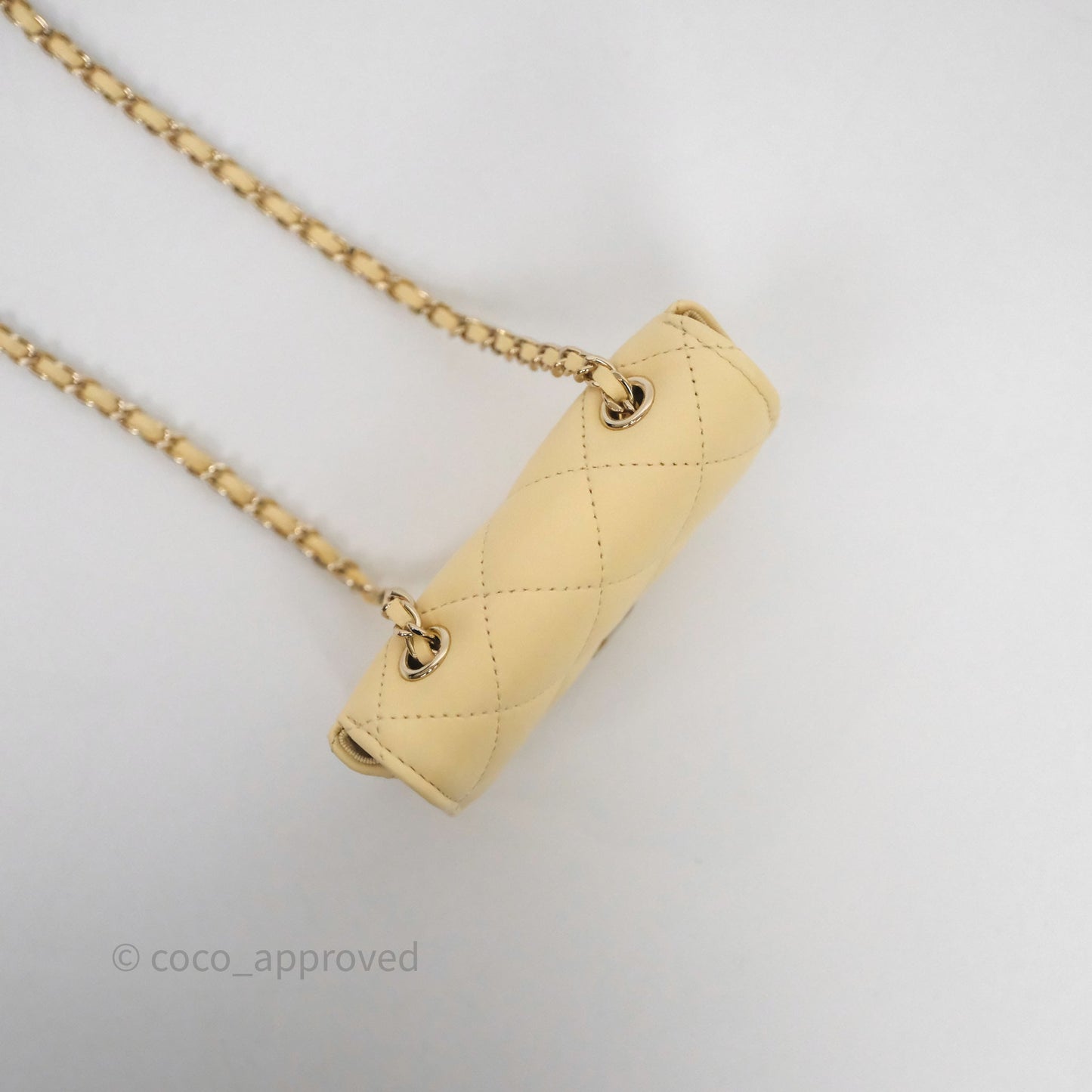 Chanel Mini Card Holder Chain Belt Bag Yellow Lambskin Gold Hardware