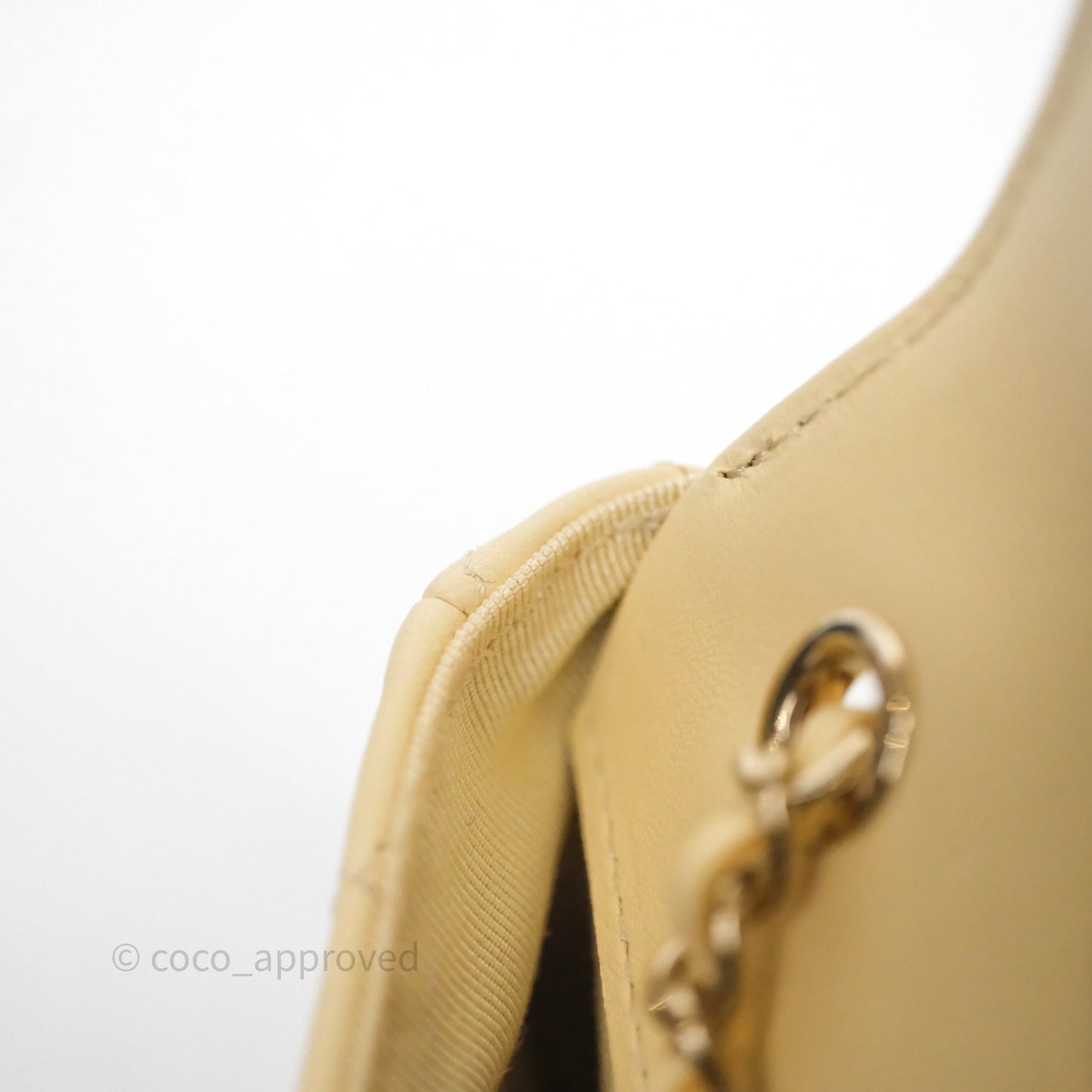 Chanel Mini Card Holder Chain Belt Bag Yellow Lambskin Gold Hardware