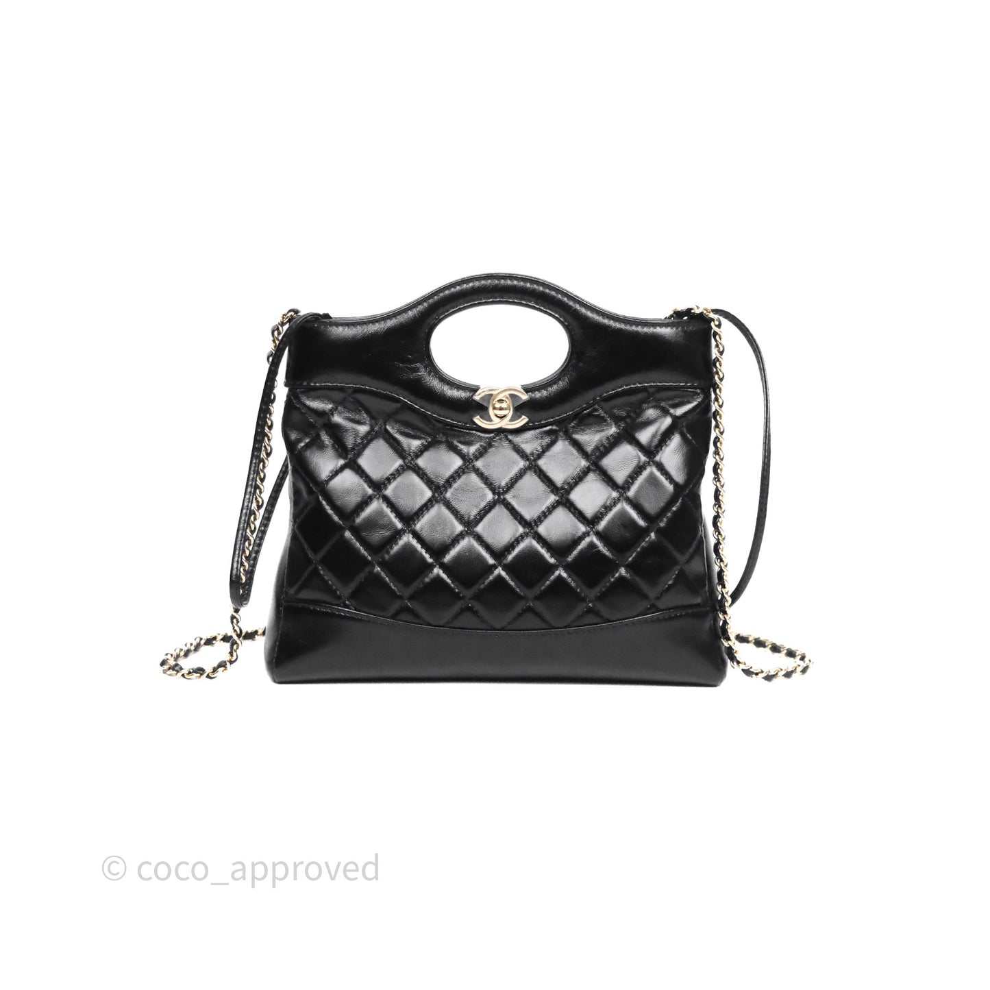 Chanel 31 Mini Black Shiny Lambskin Gold Hardware