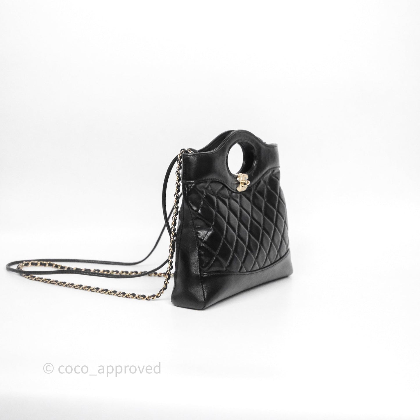 Chanel 31 Mini Black Shiny Lambskin Gold Hardware