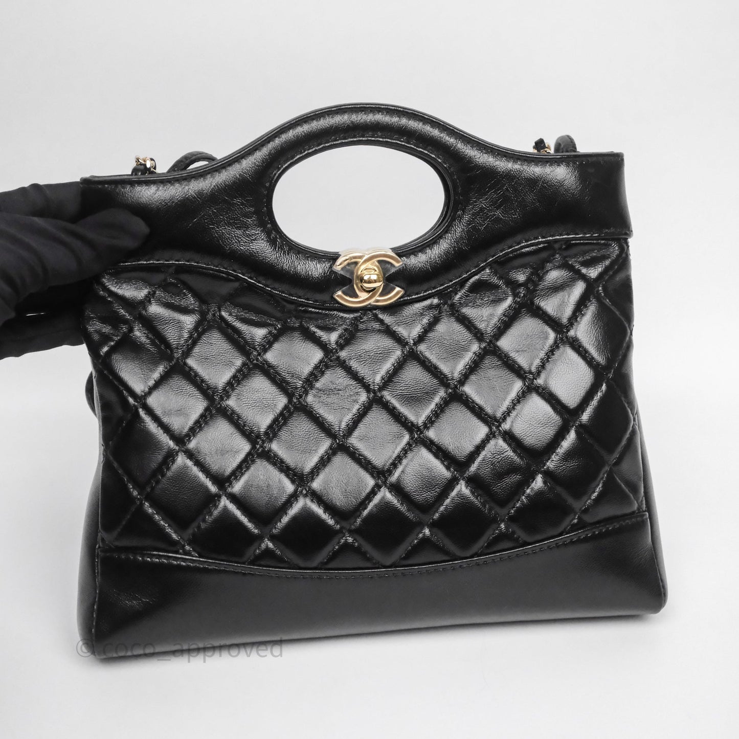 Chanel 31 Mini Black Shiny Lambskin Gold Hardware