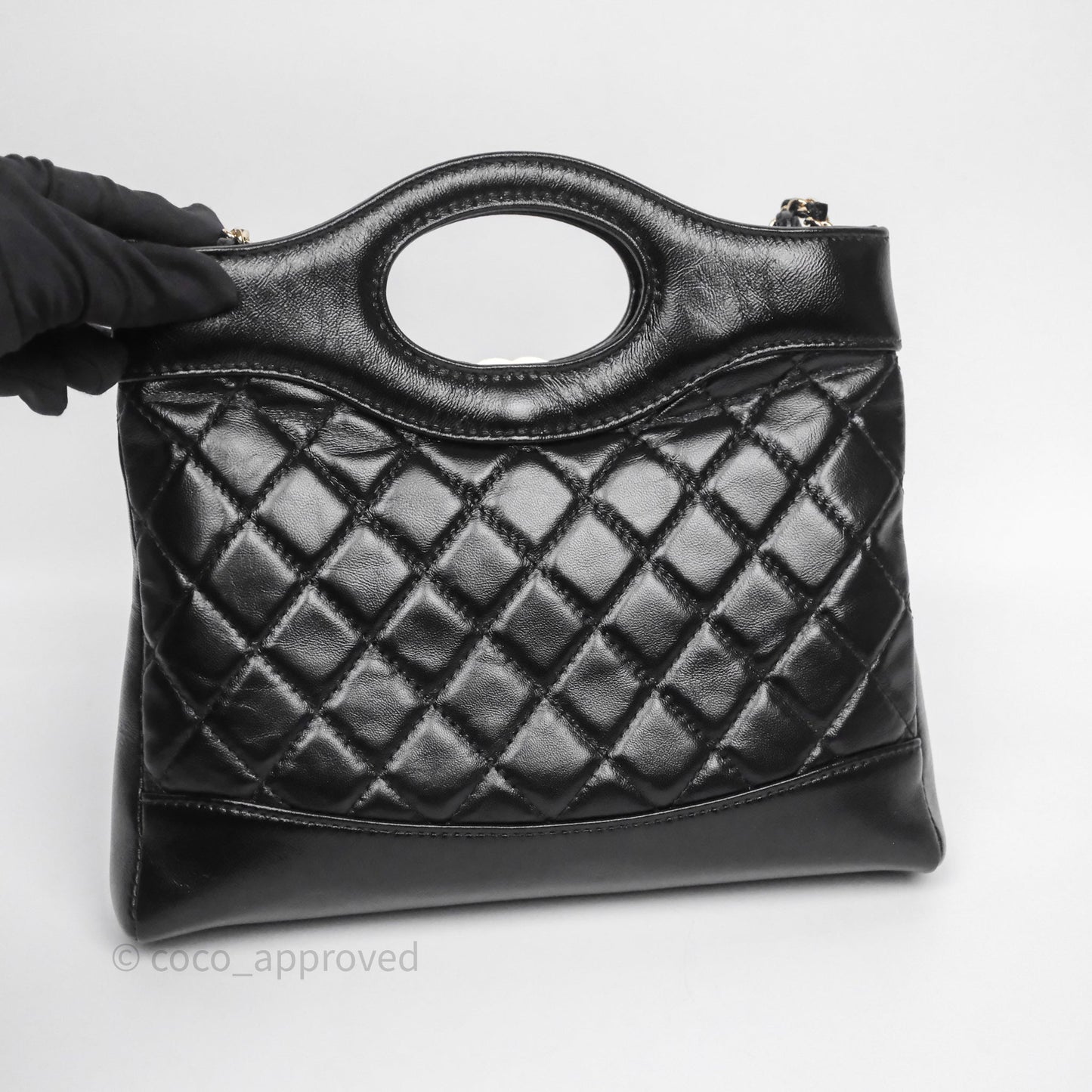 Chanel 31 Mini Black Shiny Lambskin Gold Hardware