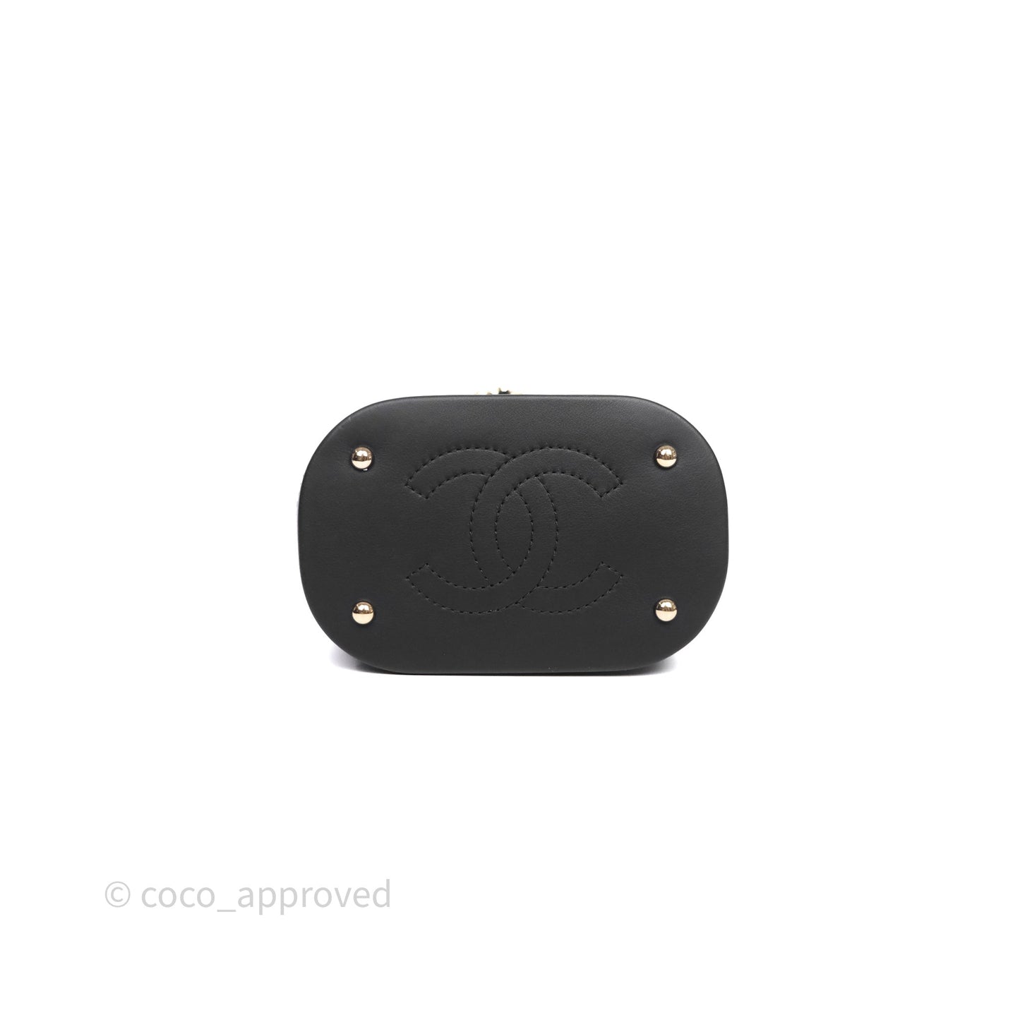 Chanel Quilted Drawstring Bucket Bag Black Calfskin Gold Hardware