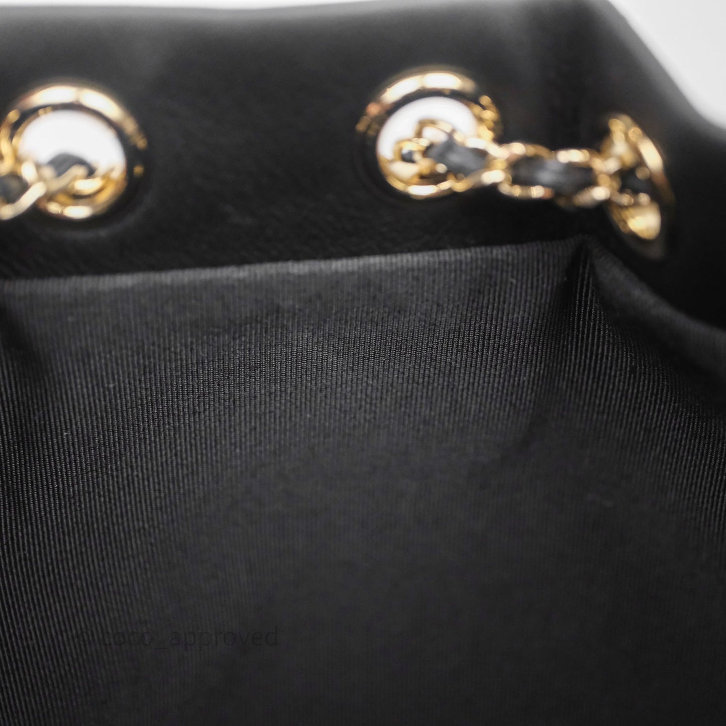 Chanel Quilted Drawstring Bucket Bag Black Calfskin Gold Hardware