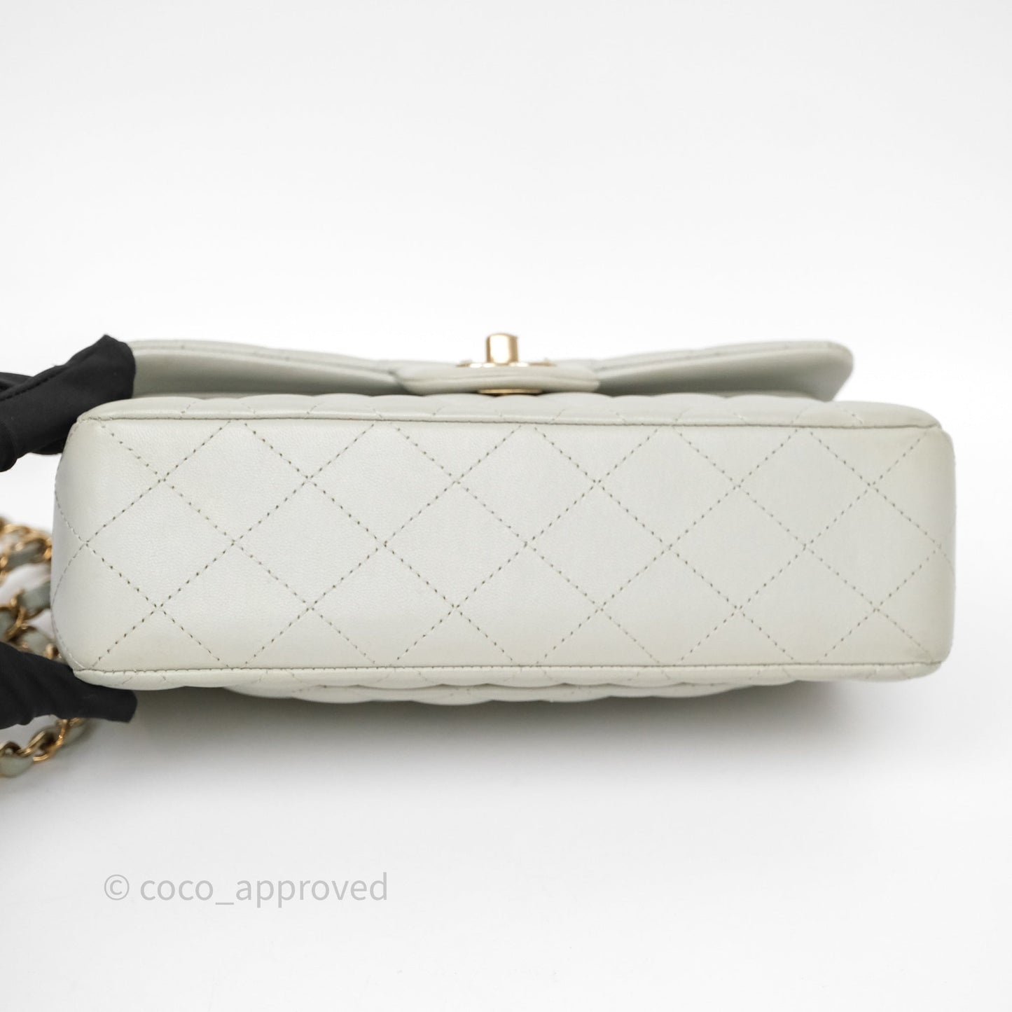 Chanel Small Classic Flap Quilted Grey Lambskin Gold Hardware