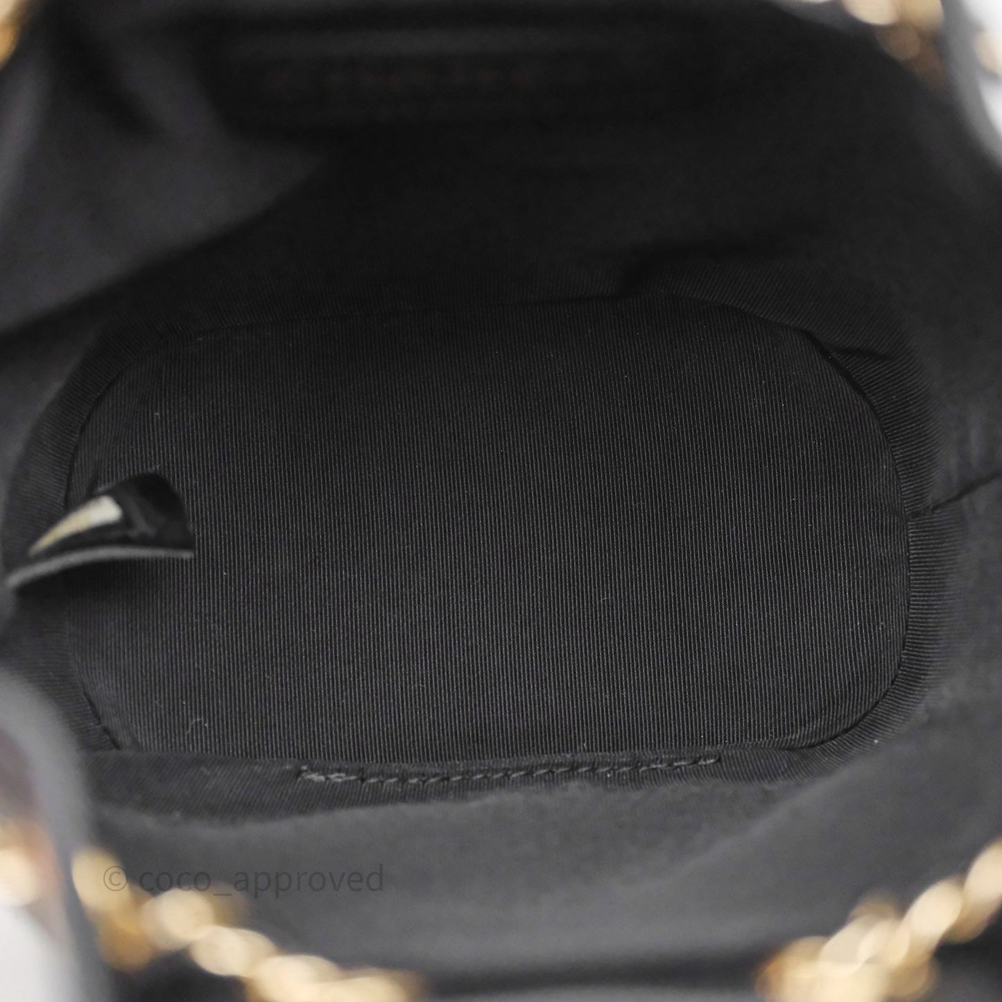 Chanel Quilted Drawstring Bucket Bag Black Calfskin Gold Hardware