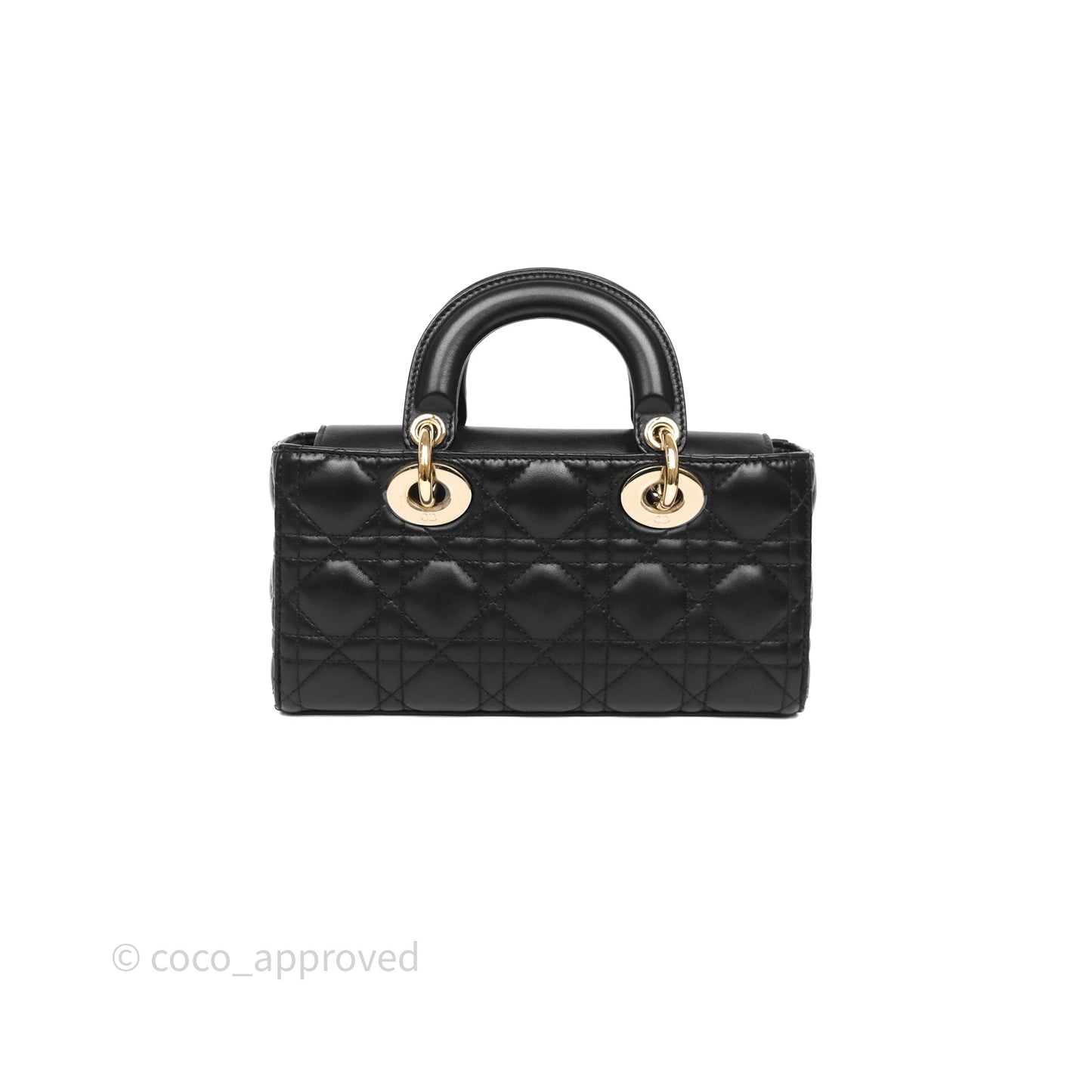 Christian Dior Small Lady D-Joy Bag Black Lambskin Cannage Gold Hardware