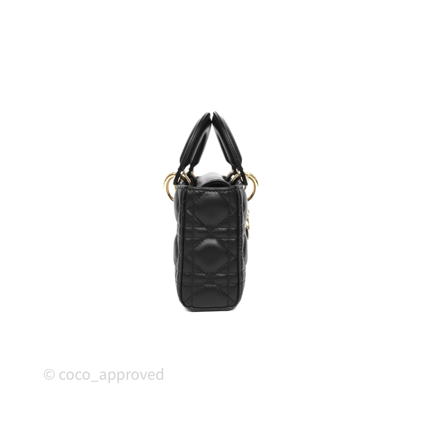 Christian Dior Small Lady D-Joy Bag Black Lambskin Cannage Gold Hardware
