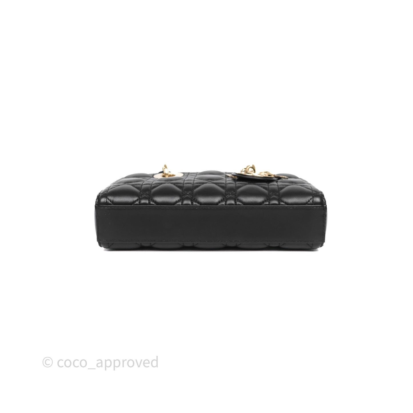 Christian Dior Small Lady D-Joy Bag Black Lambskin Cannage Gold Hardware