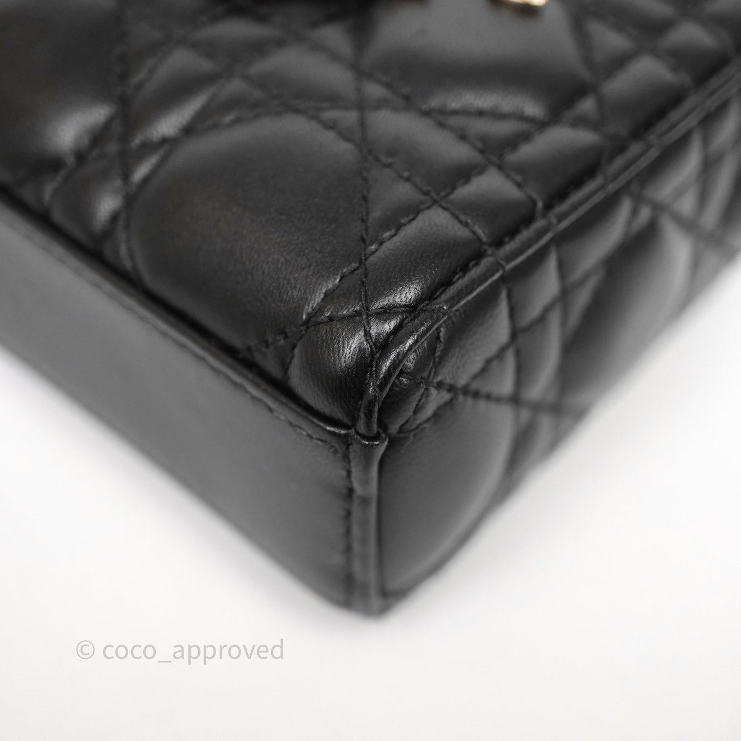 Christian Dior Small Lady D-Joy Bag Black Lambskin Cannage Gold Hardware