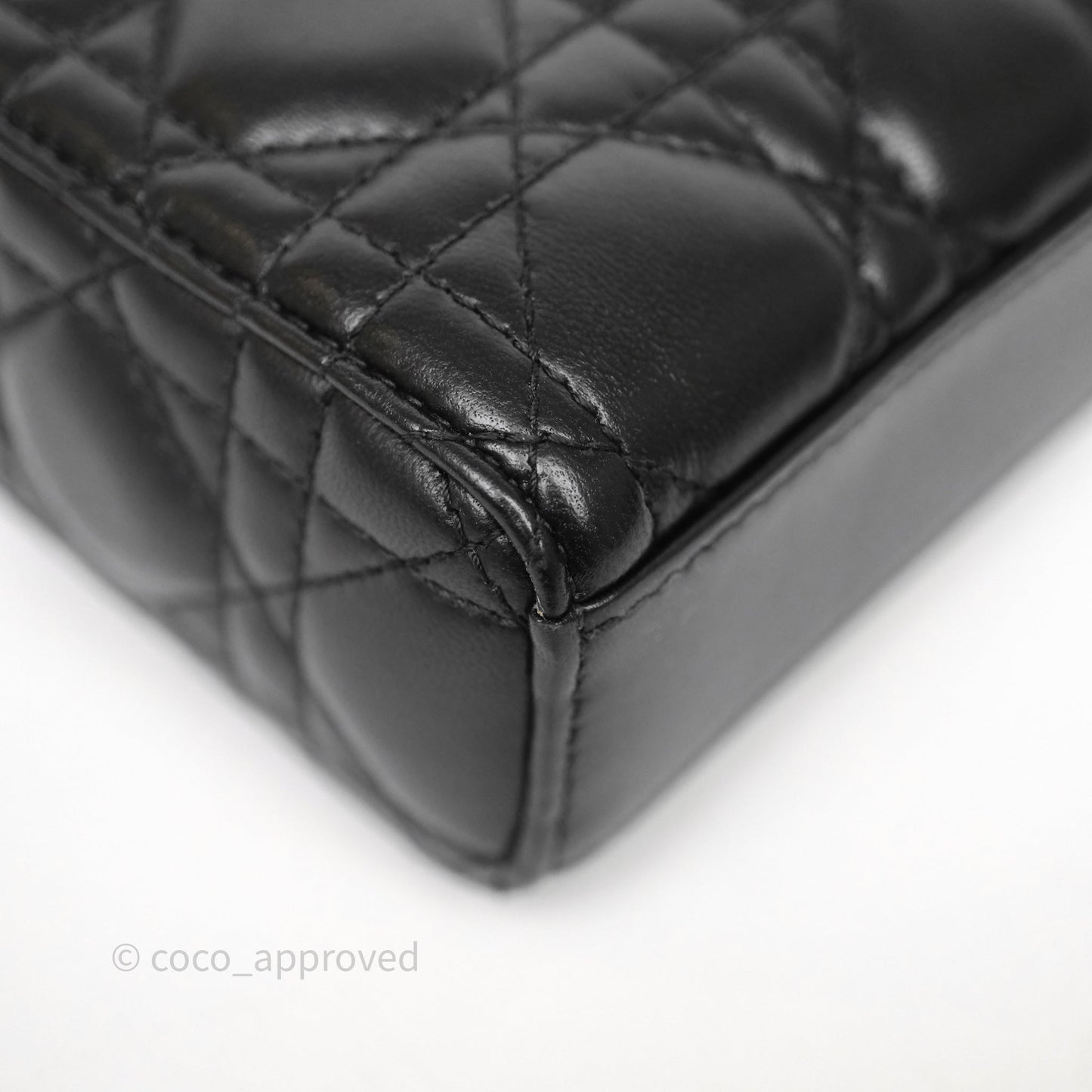 Christian Dior Small Lady D-Joy Bag Black Lambskin Cannage Gold Hardware