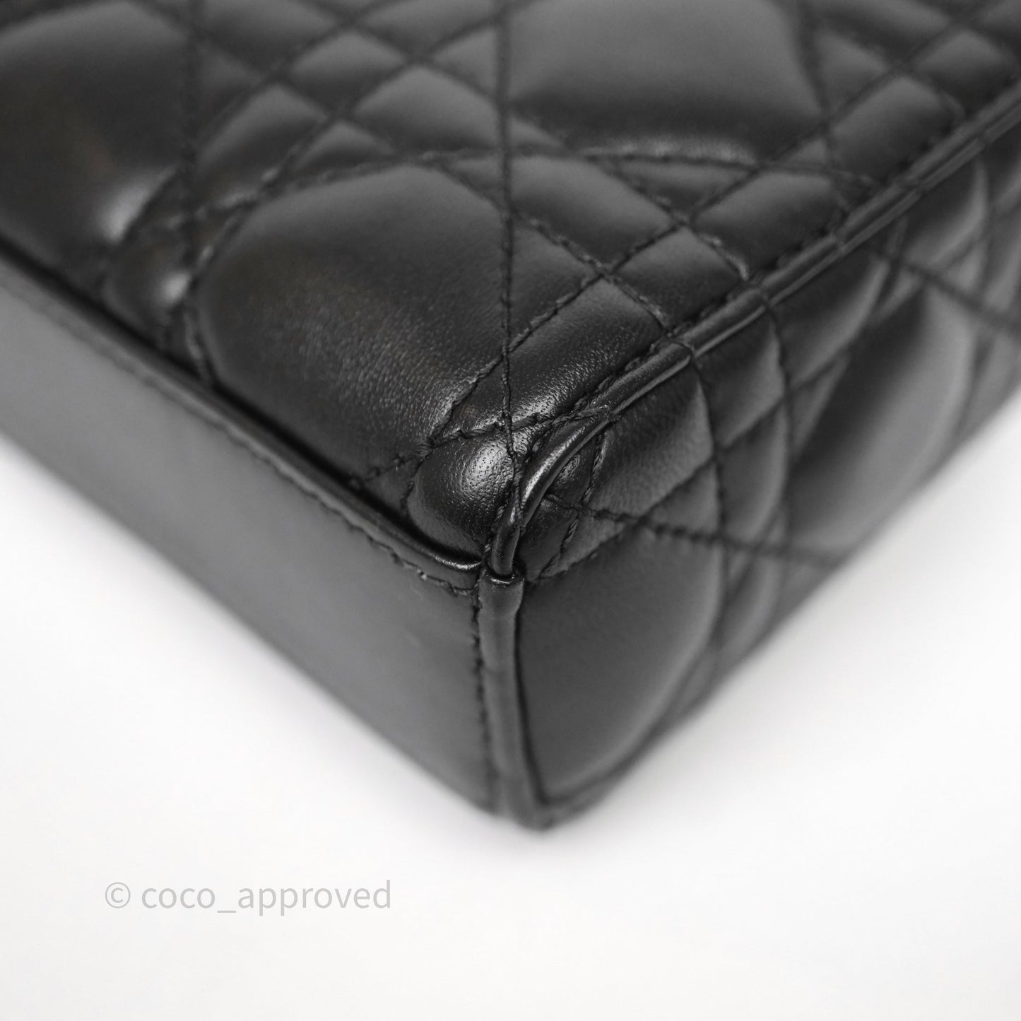 Christian Dior Small Lady D-Joy Bag Black Lambskin Cannage Gold Hardware