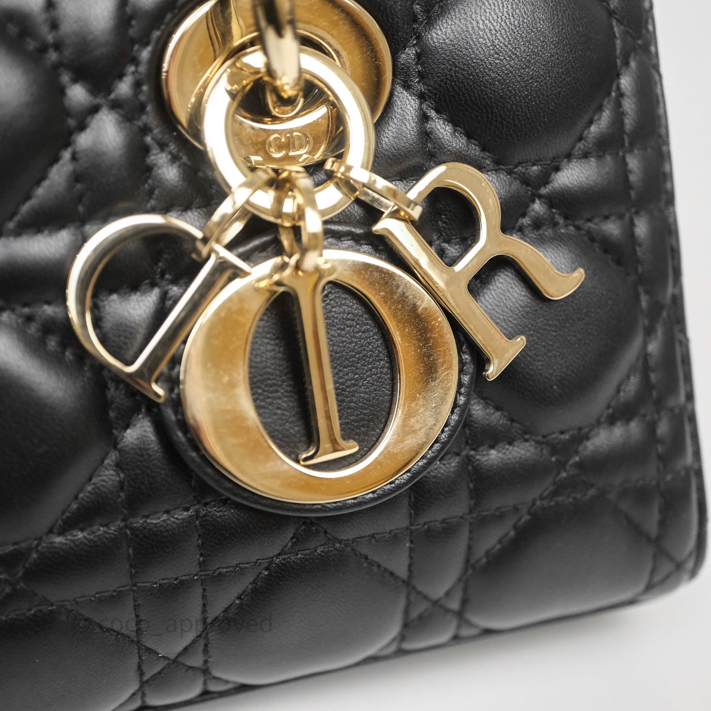 Christian Dior Small Lady D-Joy Bag Black Lambskin Cannage Gold Hardware