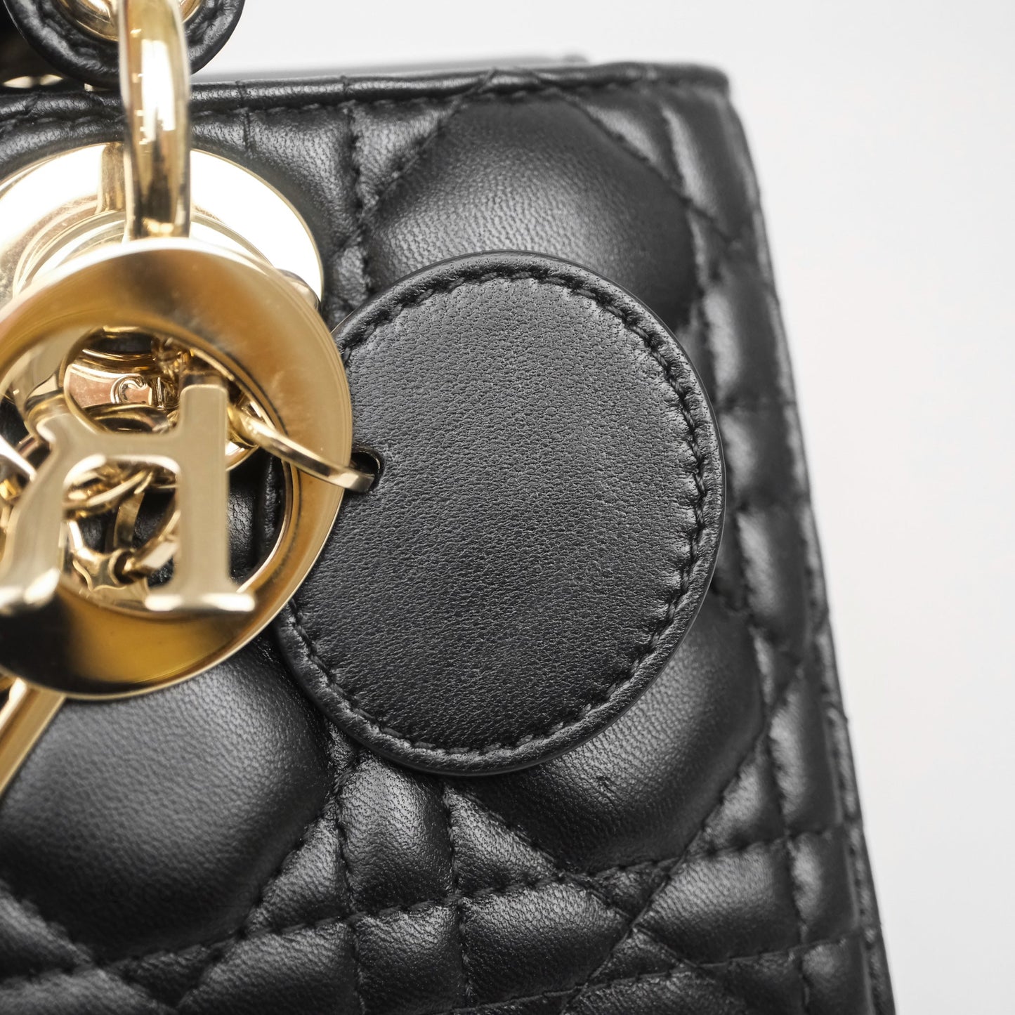 Christian Dior Small Lady D-Joy Bag Black Lambskin Cannage Gold Hardware