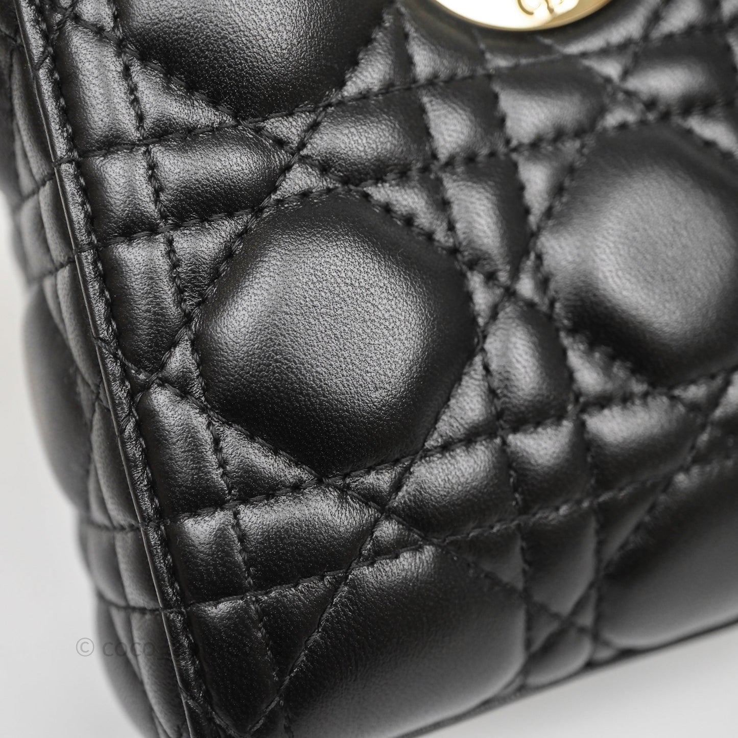 Christian Dior Small Lady D-Joy Bag Black Lambskin Cannage Gold Hardware
