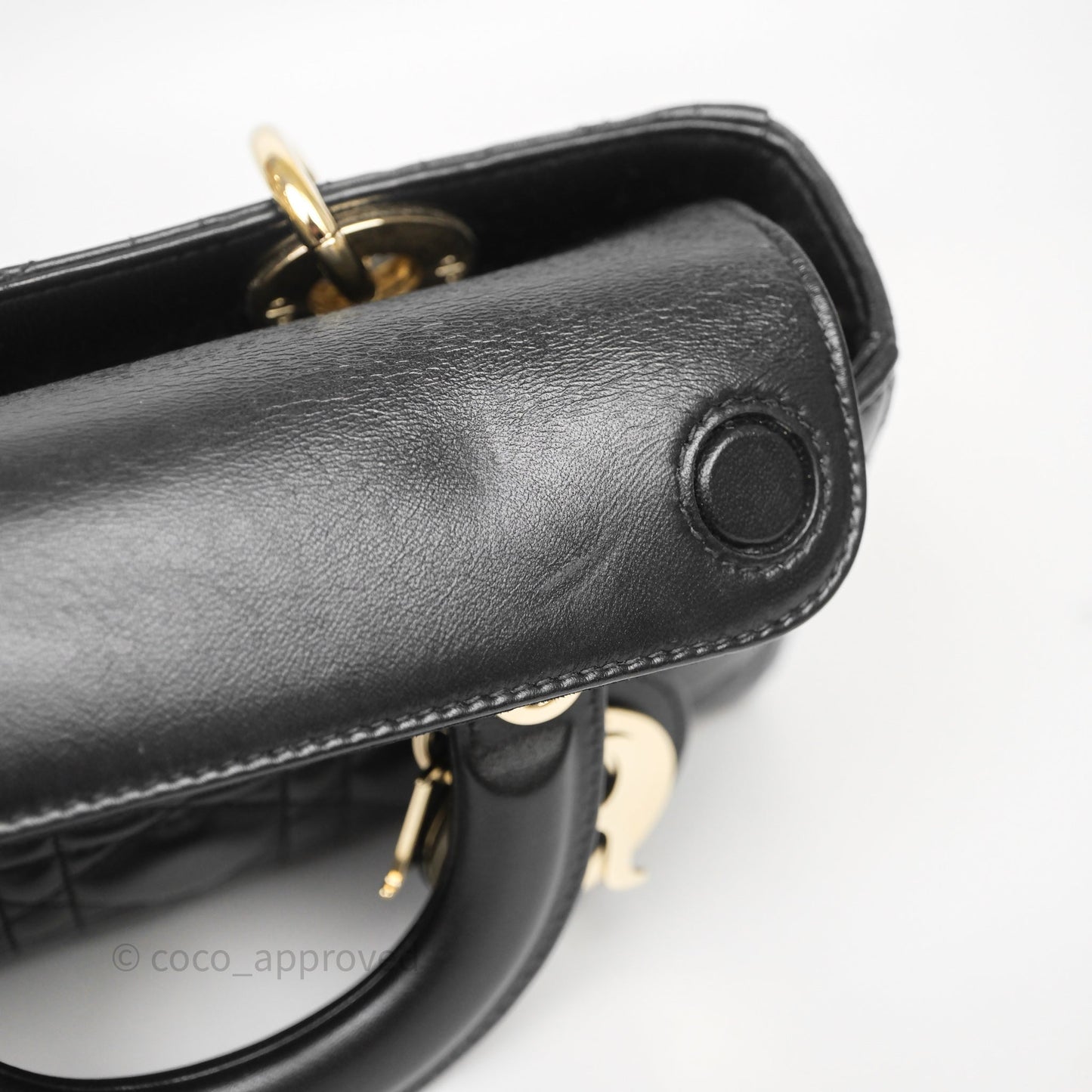 Christian Dior Small Lady D-Joy Bag Black Lambskin Cannage Gold Hardware