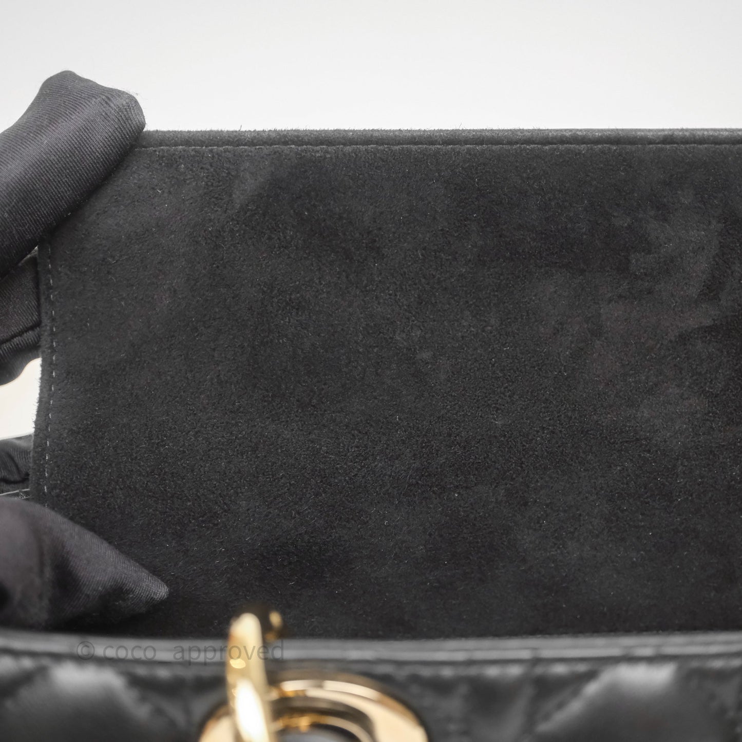 Christian Dior Small Lady D-Joy Bag Black Lambskin Cannage Gold Hardware