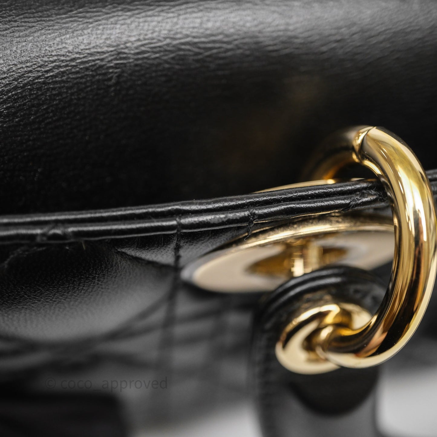 Christian Dior Small Lady D-Joy Bag Black Lambskin Cannage Gold Hardware