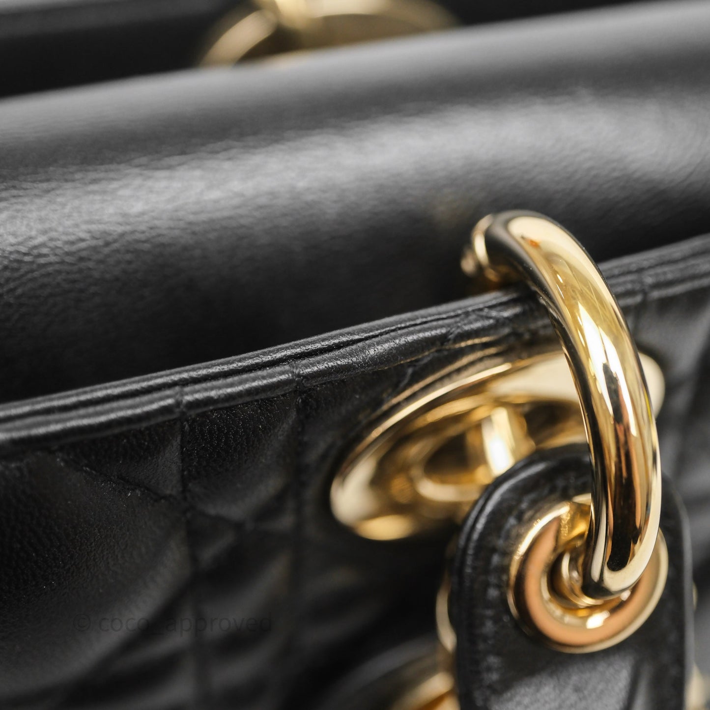 Christian Dior Small Lady D-Joy Bag Black Lambskin Cannage Gold Hardware