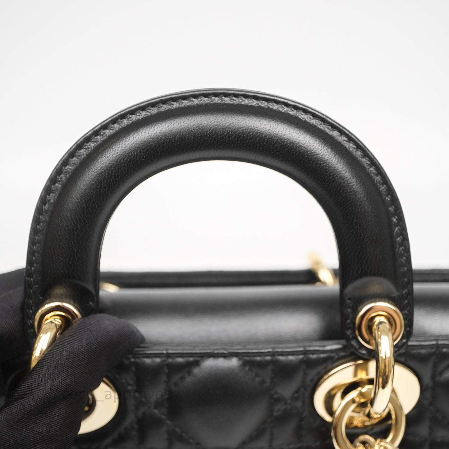 Christian Dior Small Lady D-Joy Bag Black Lambskin Cannage Gold Hardware
