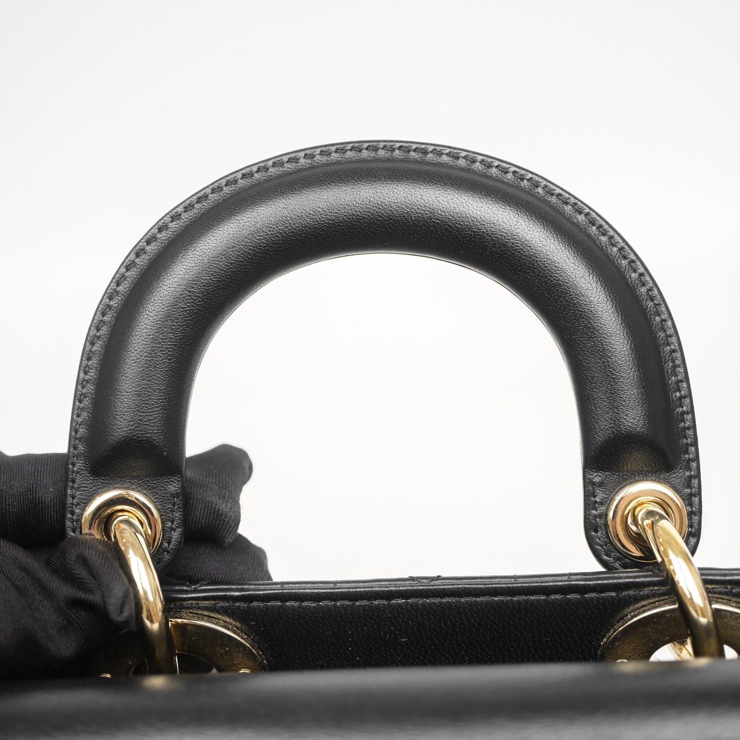 Christian Dior Small Lady D-Joy Bag Black Lambskin Cannage Gold Hardware