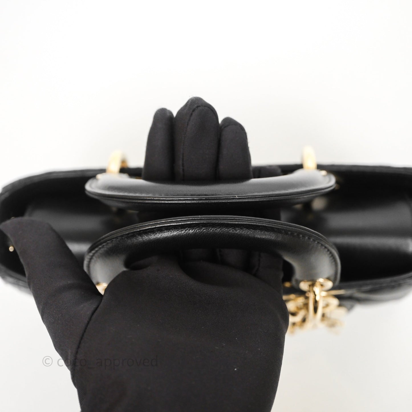 Christian Dior Small Lady D-Joy Bag Black Lambskin Cannage Gold Hardware