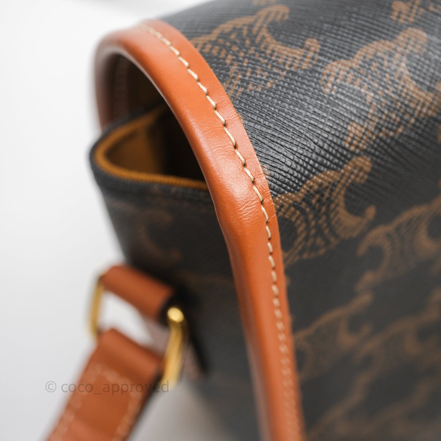 Celine Medium Folco Bag Triomphe Canvas Tan