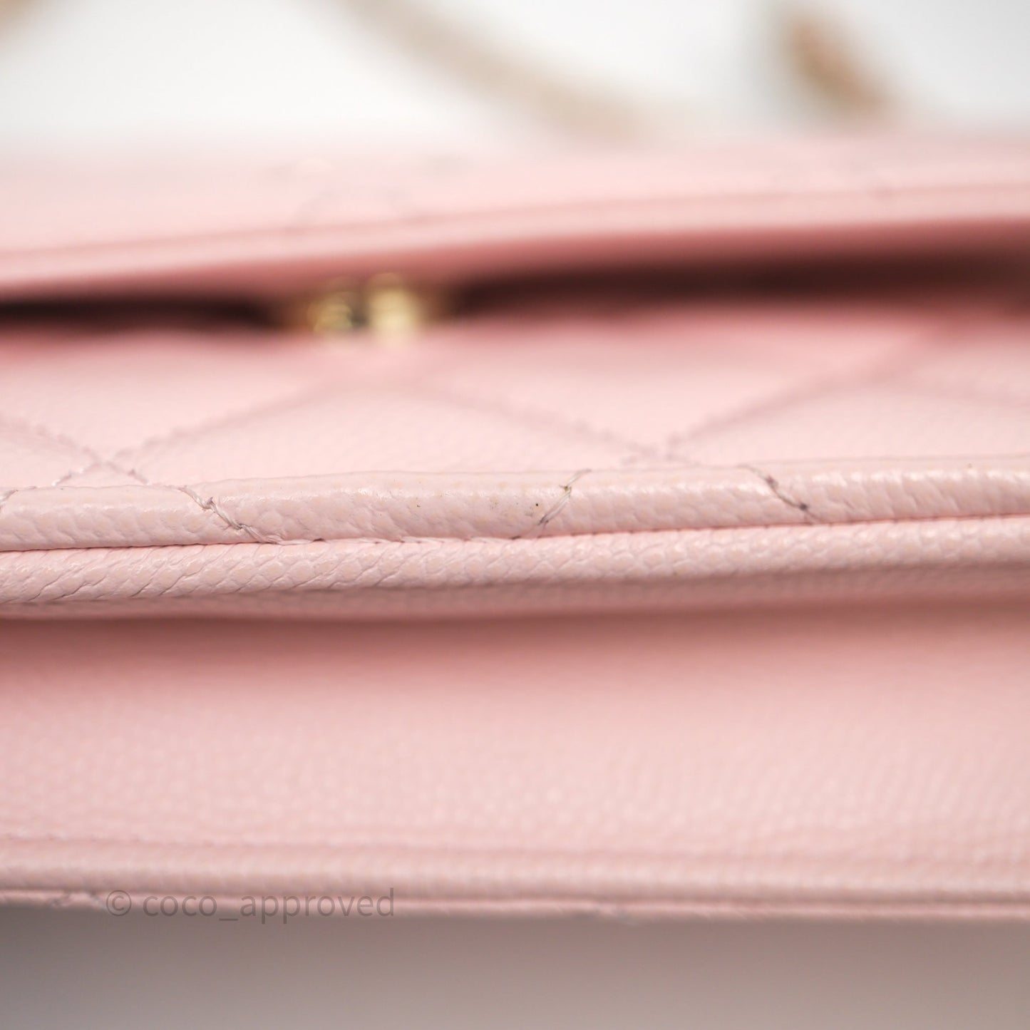 Chanel Classic Quilted Wallet on Chain WOC Light Pink Caviar Gold Hardware