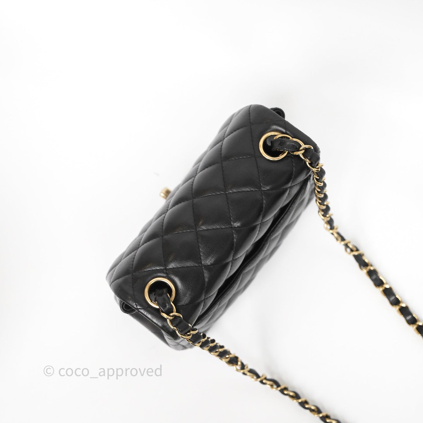 Chanel Mini Square Quilted Black Lambskin Gold Hardware