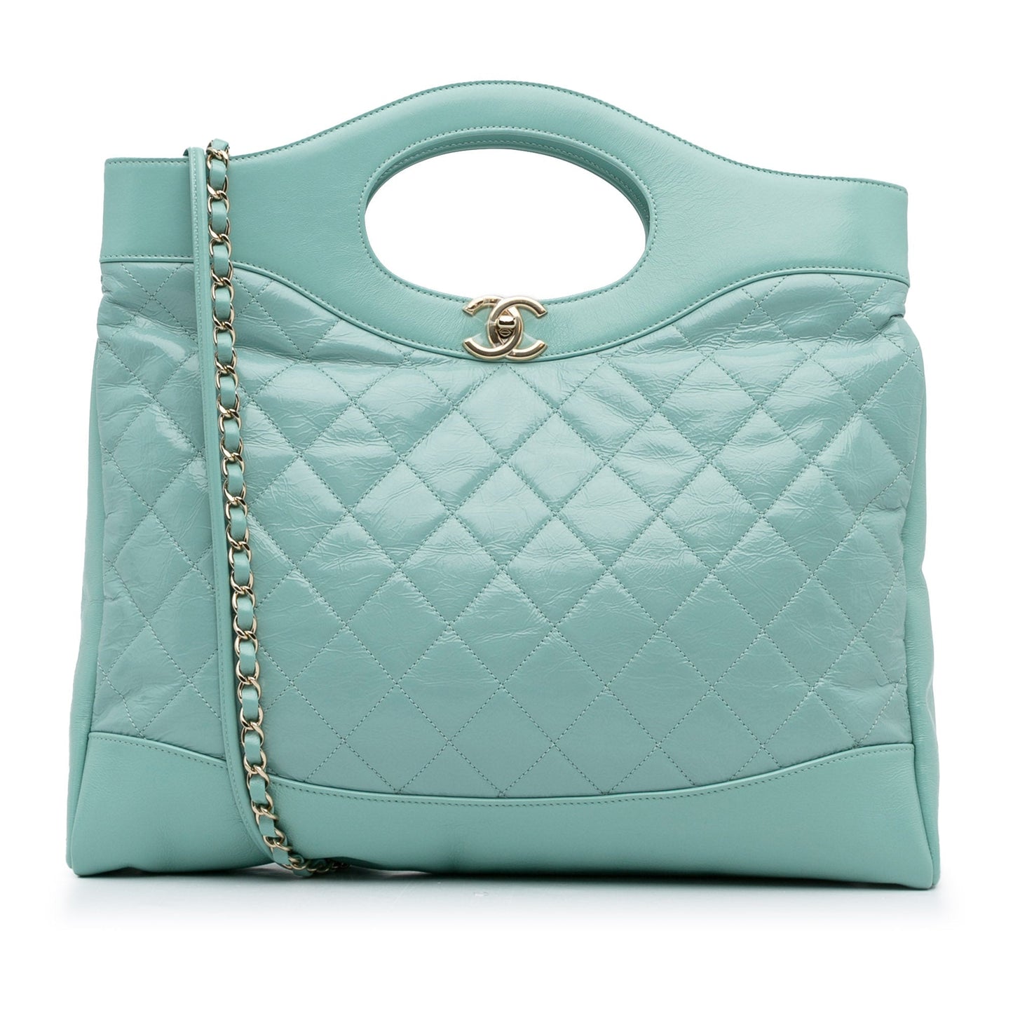 Luxury Chanel 31 Bag Large Light Blue Calfskin Silver