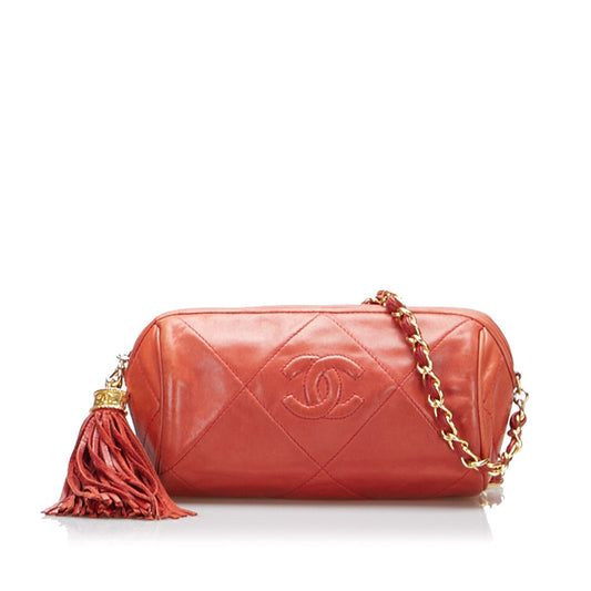 Luxury Chanel CC Timeless Crossbody Red Lambskin Gold