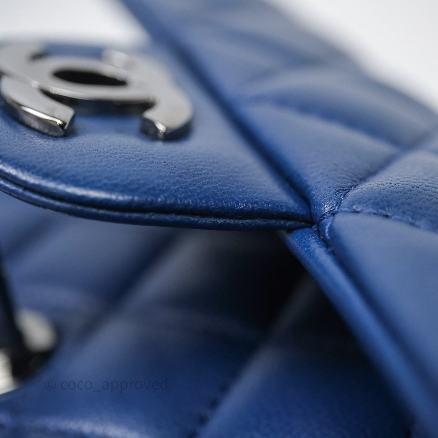 Chanel Mini Rectangular Flap Quilted Navy Lambskin Silver Hardware