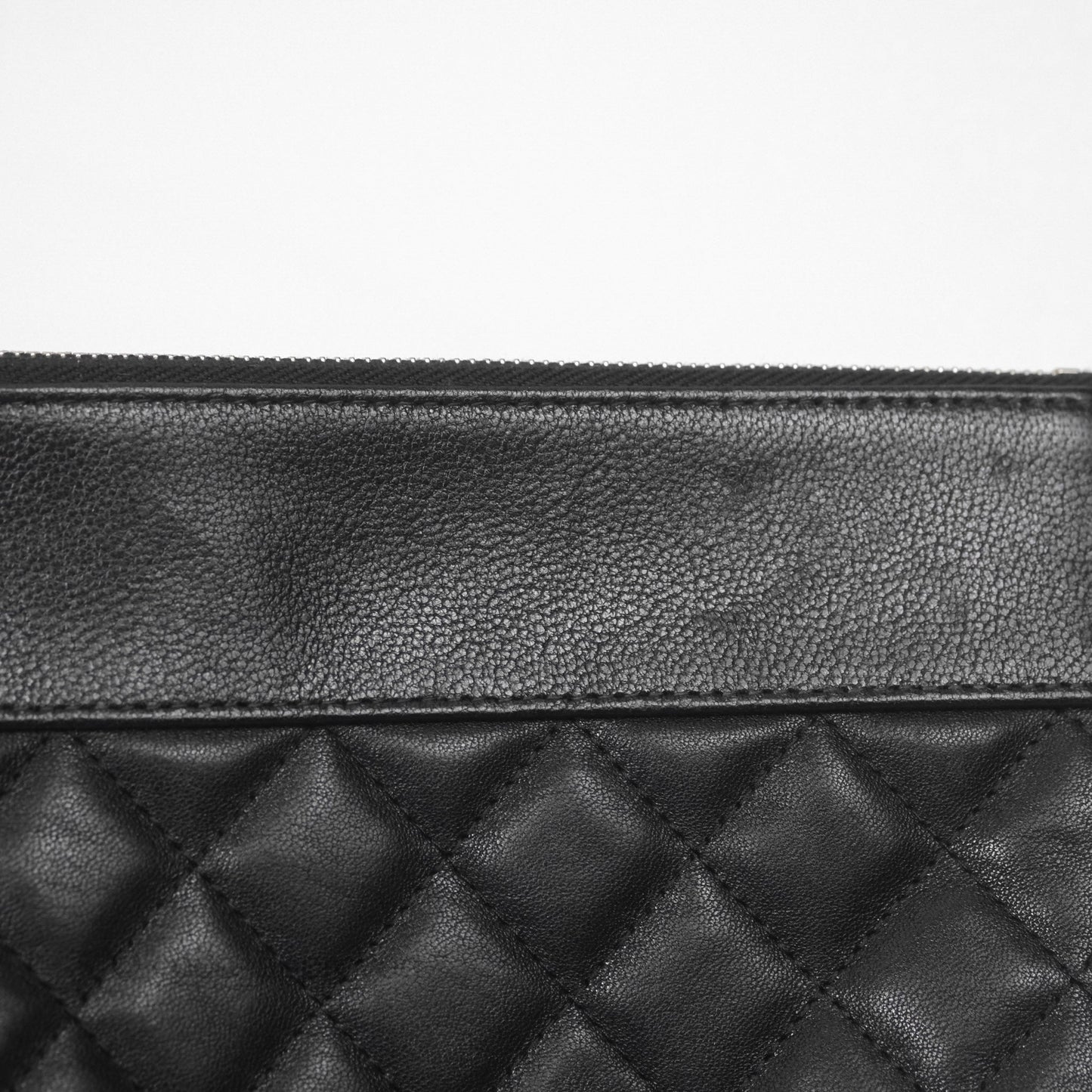 Chanel Mademoiselle Quilted Large O Case Clutch Black Lambskin