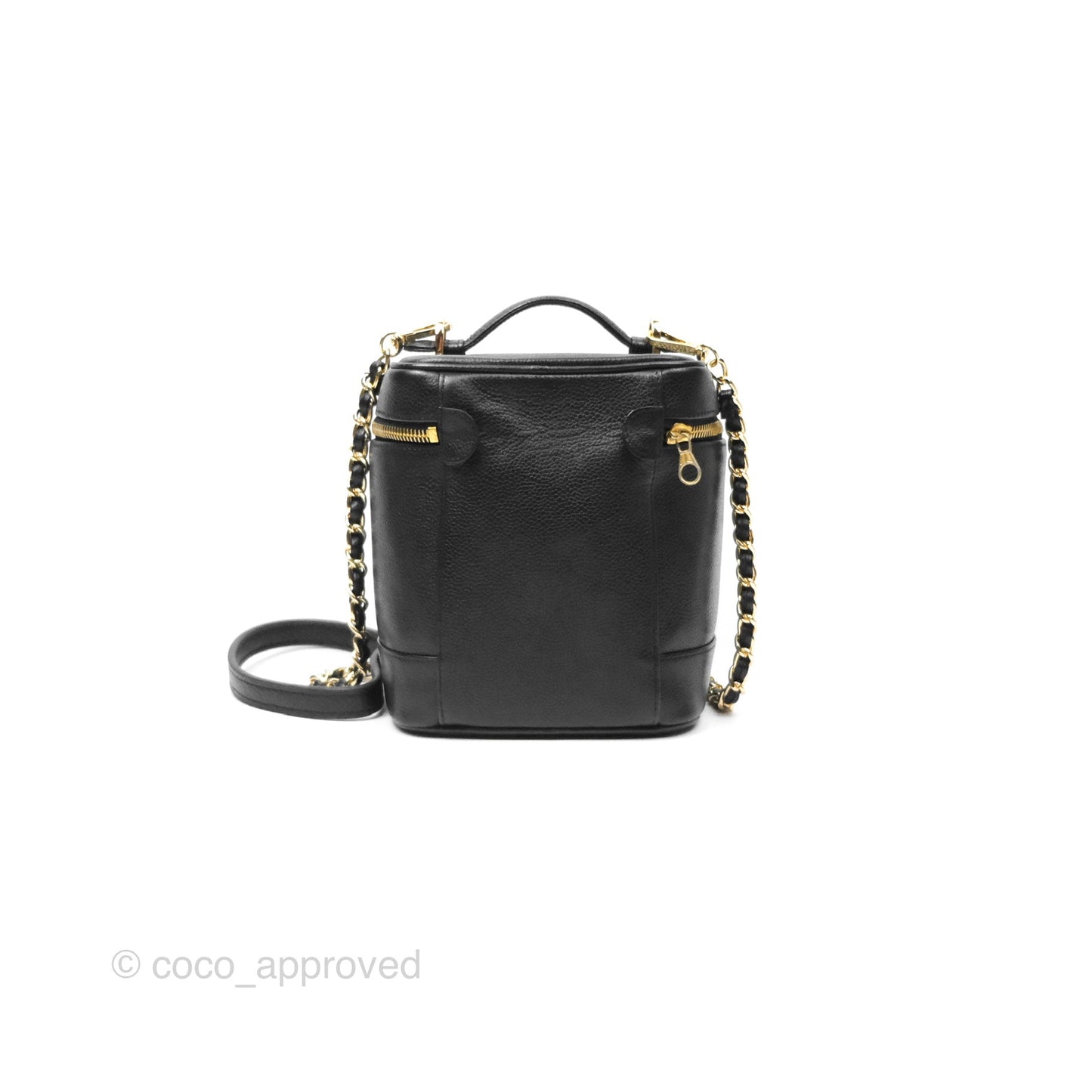 Chanel Vintage Vanity Case Black Caviar Gold Hardware
