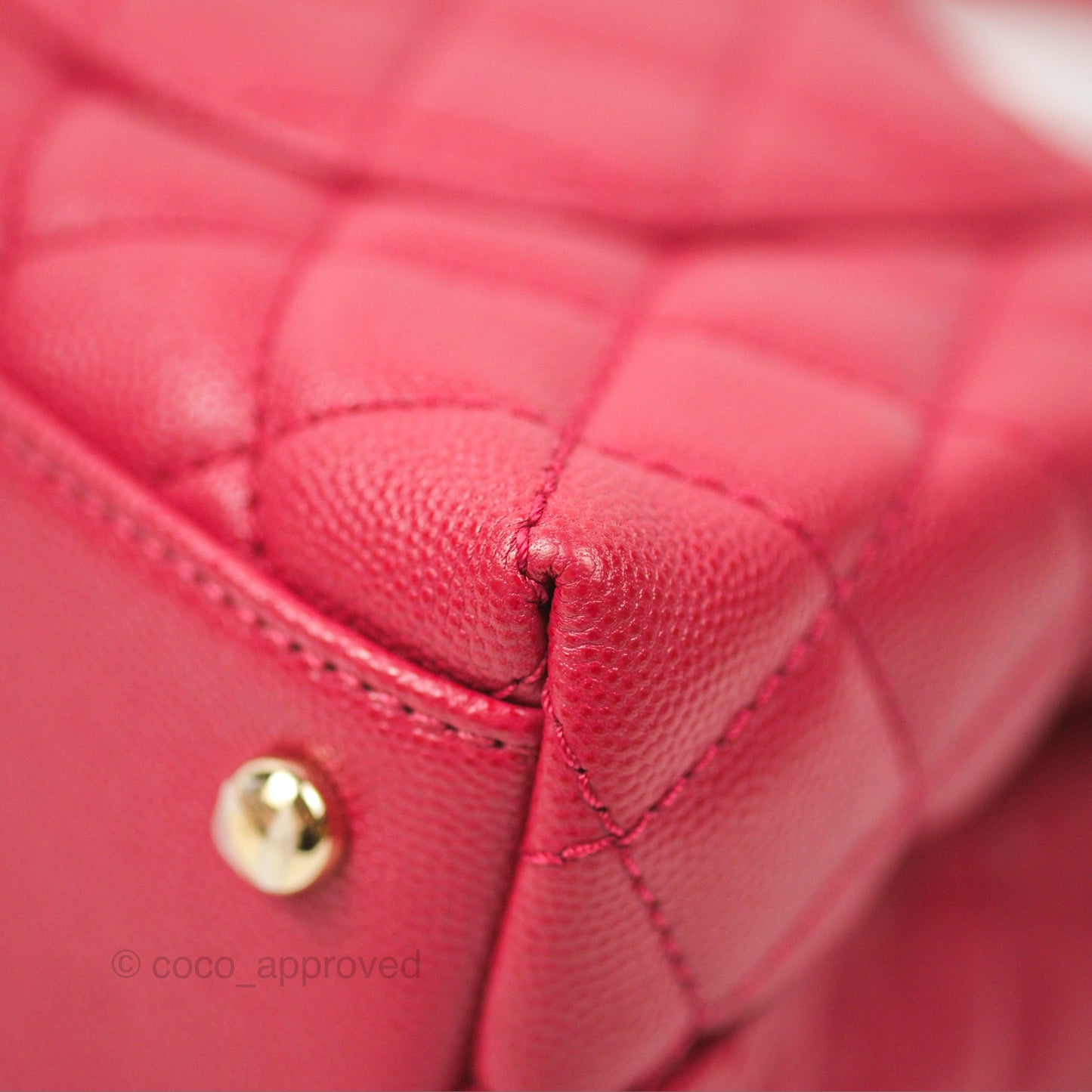 Chanel Small Coco Handle Quilted Dark Rose Pink Caviar Gold Hardware 21A