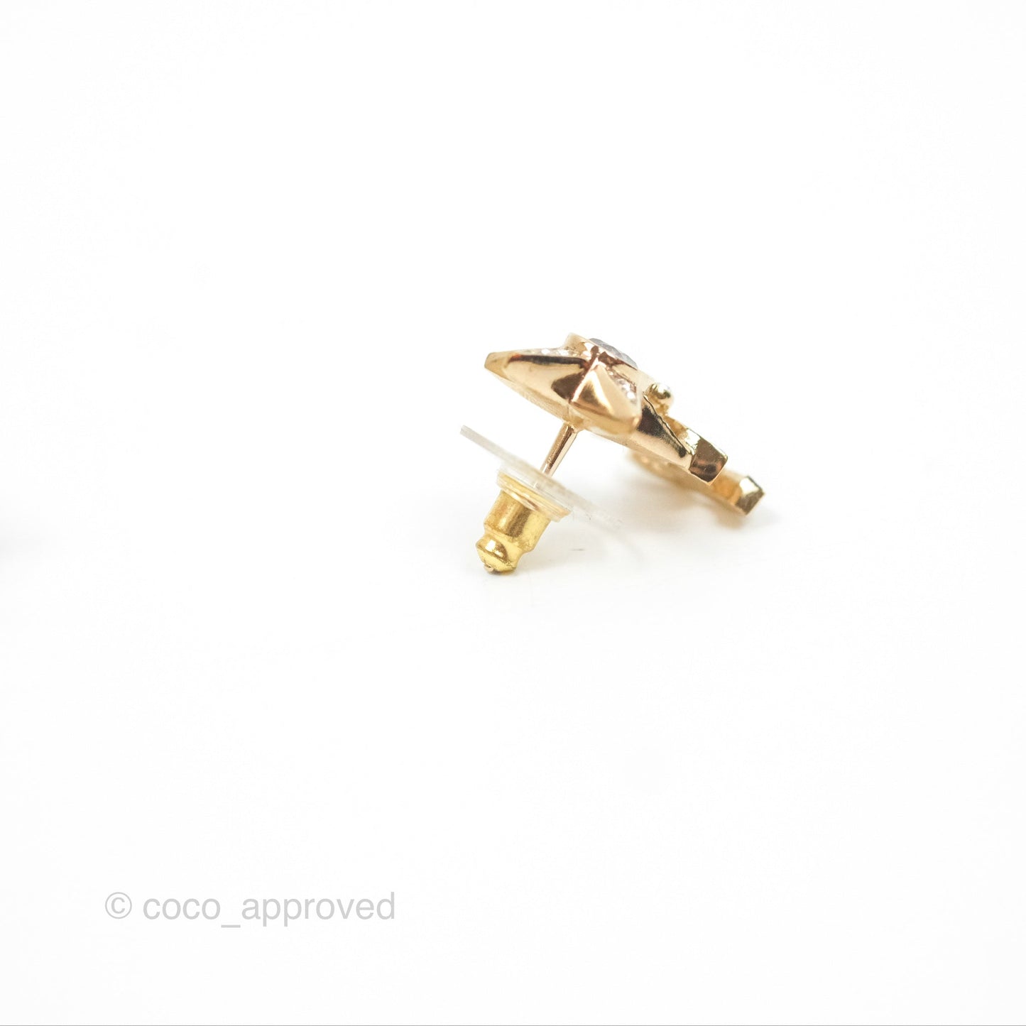 Chanel Crystal Star CC Earrings Gold Tone 23P