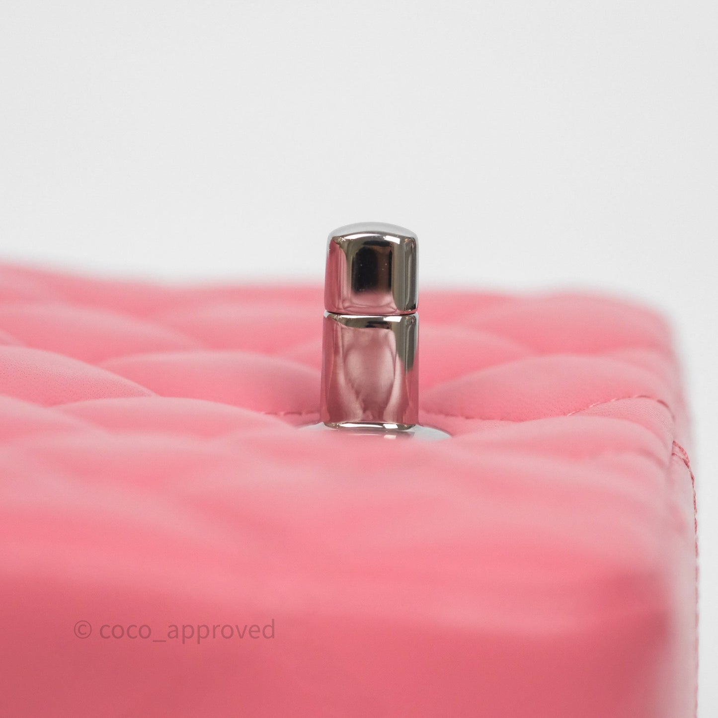Chanel Mini Square Flap Quilted Pink Lambskin Silver Hardware